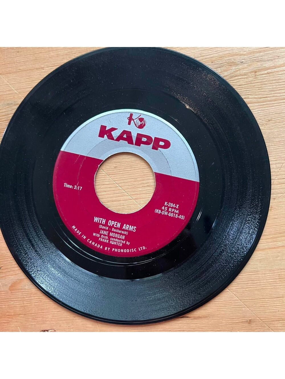 Jane Morgan - With Open Arms/I can't Begin to Tell You 45rpm VG+ R07